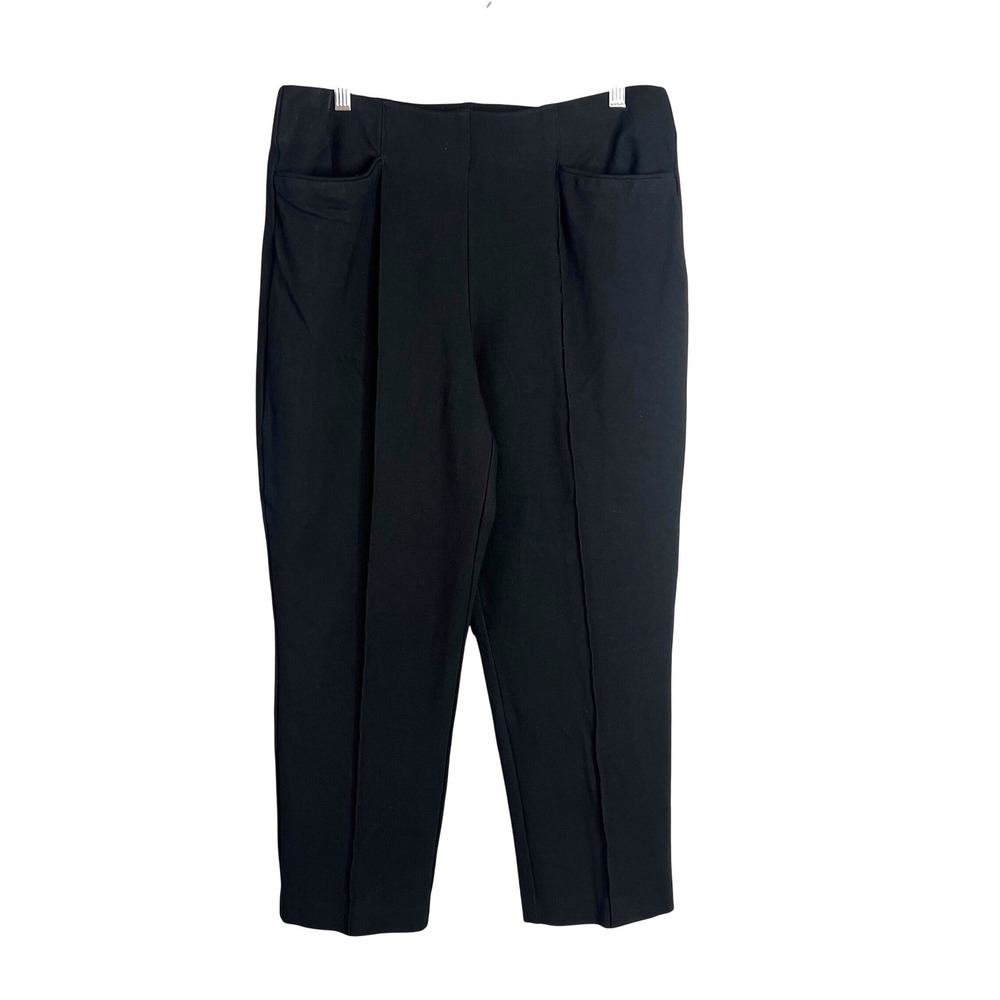 Investments Pull On Pants Sz LS Black Ponte Knit Pintuck High Rise Stretch
